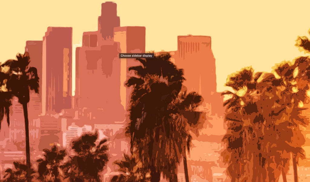 Los Angeles Sunset Pop Art Illustration - World Travel Home Decor in Poster Print or Canvas Art