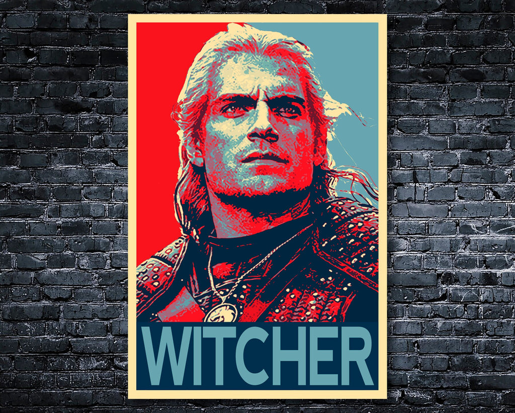 Geralt of Rivia from The Witcher Pop Art Illustration - Henry Cavill Fantasy Television Home Decor in Poster Print or Canvas Art