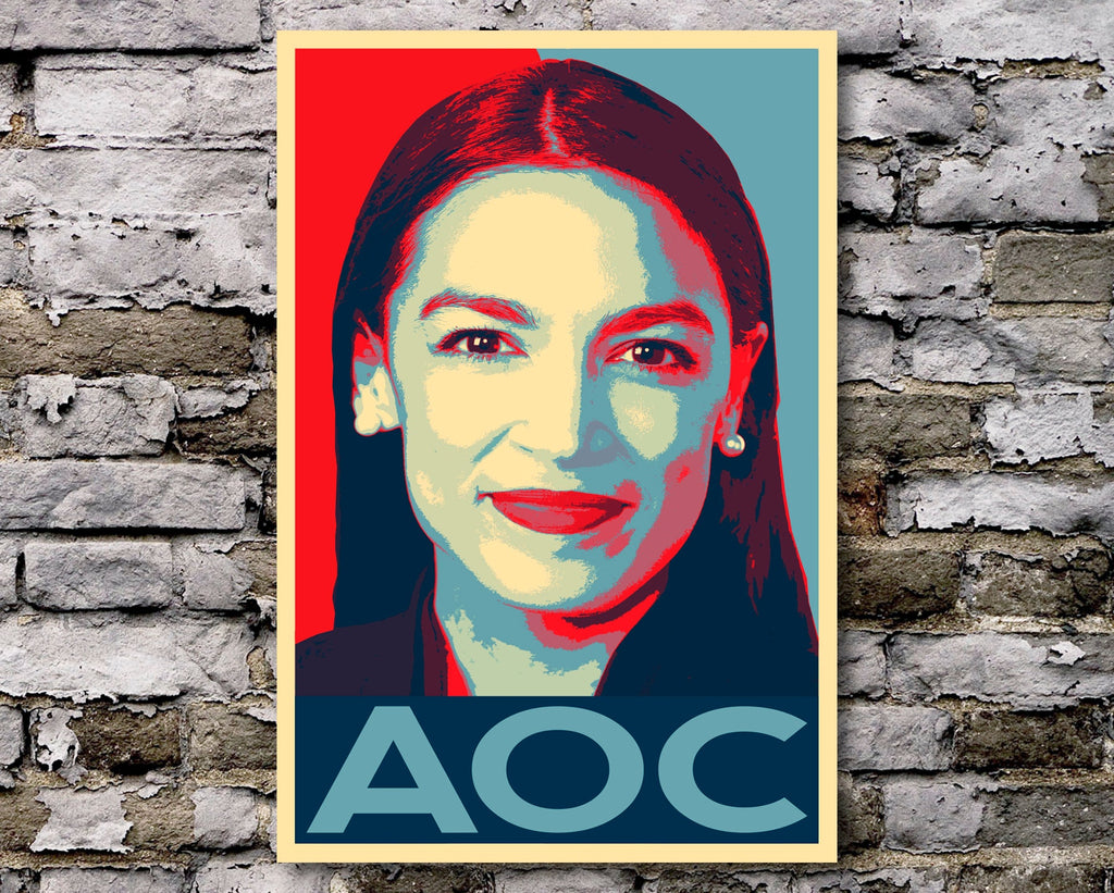 Alexandria Ocasio-Cortez Pop Art Illustration - Political Home Decor in Poster Print or Canvas Art