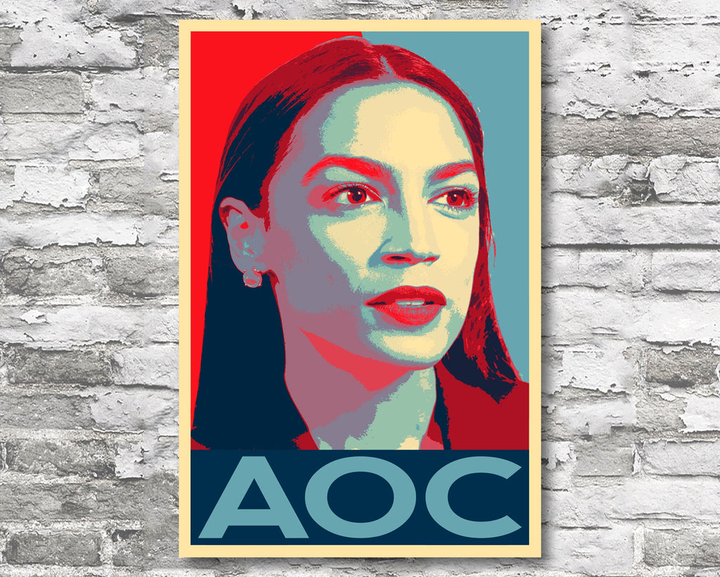 Alexandria Ocasio-Cortez Pop Art Illustration - Political Home Decor in Poster Print or Canvas Art