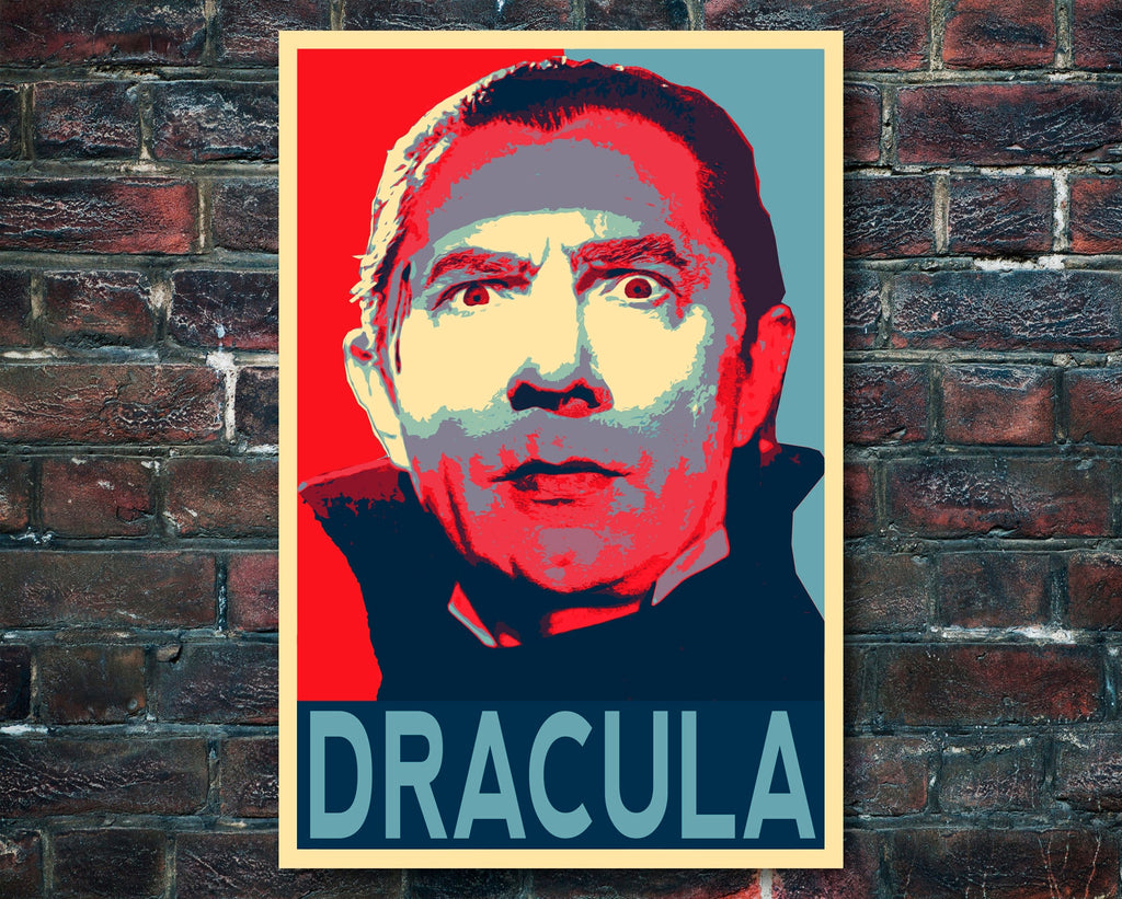 Dracula Pop Art Illustration - Bela Lugosi Vampire Home Decor in Poster Print or Canvas Art
