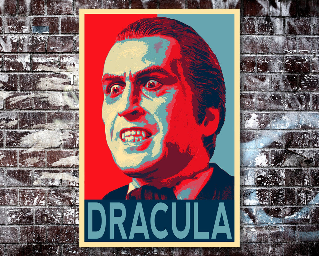 Dracula Pop Art Illustration - Christopher Lee Vampire Home Decor in Poster Print or Canvas Art