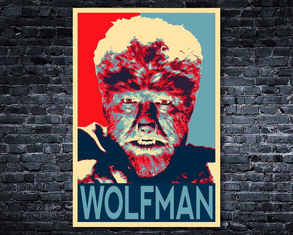 The Wolf Man Pop Art Illustration - Lon Chaney Werewolf Horror Home Decor in Poster Print or Canvas Art