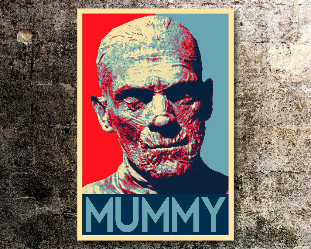 Mummy Imhotep Pop Art Illustration - Boris Karloff Horror Home Decor in Poster Print or Canvas Art