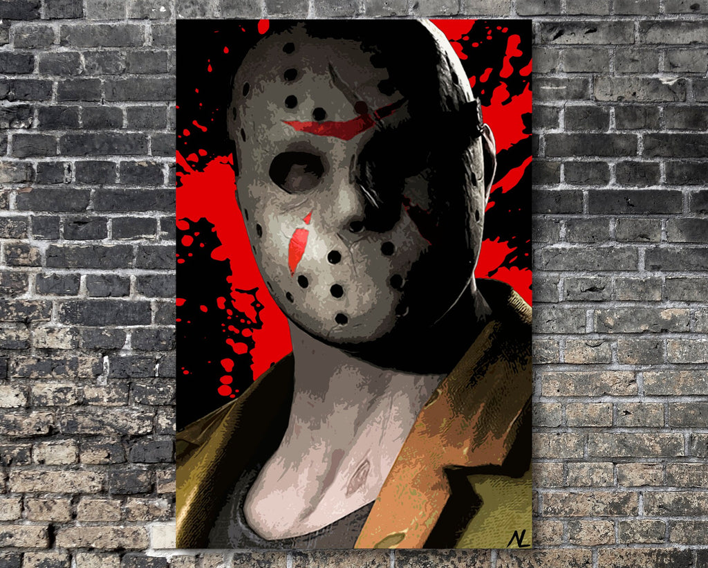 Jason Voorhees Pop Art Illustration - Friday the 13th Horror Movie Home Decor in Poster Print or Canvas Art