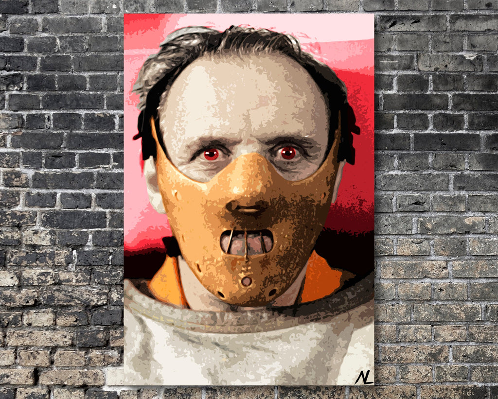 Hannibal Lecter Pop Art Illustration - Silence of the Lambs Horror Home Decor in Poster Print or Canvas Art