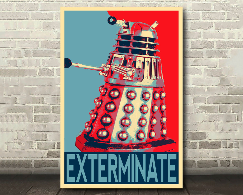 Dalek ‘Exterminate’ Pop Art Illustration - Dr Who Home Decor in Poster Print or Canvas Art