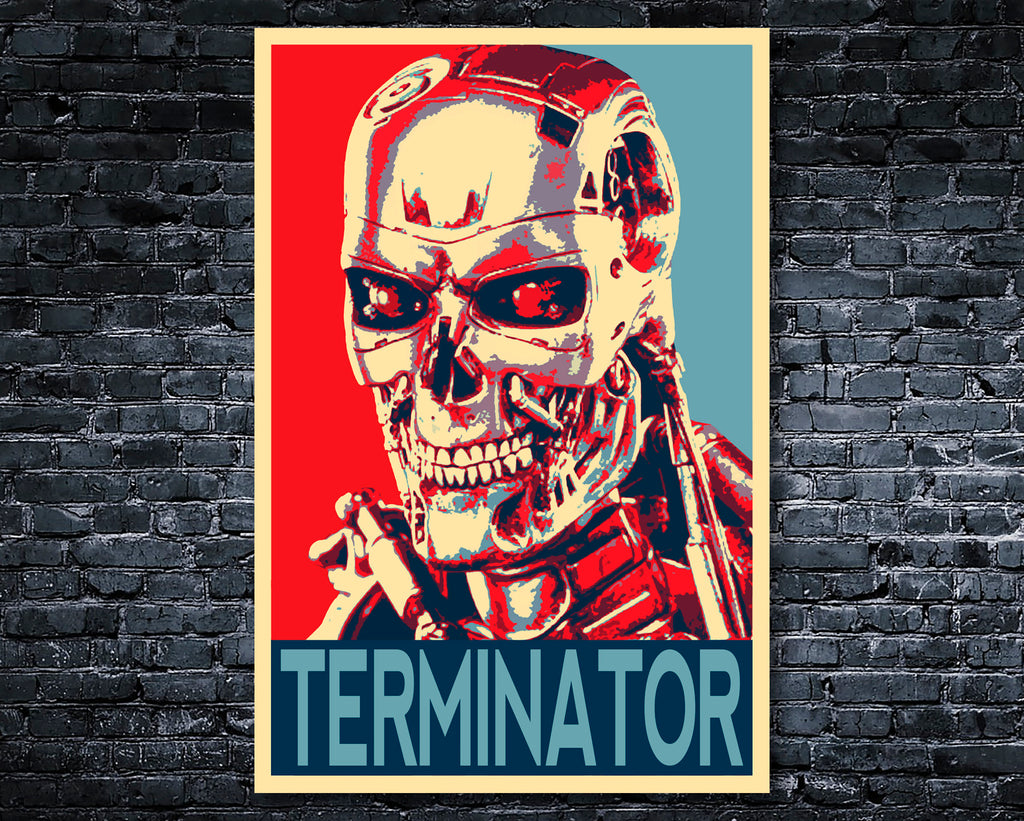 Terminator Robot Pop Art Illustration - Science Fiction Home Decor in Poster Print or Canvas Art