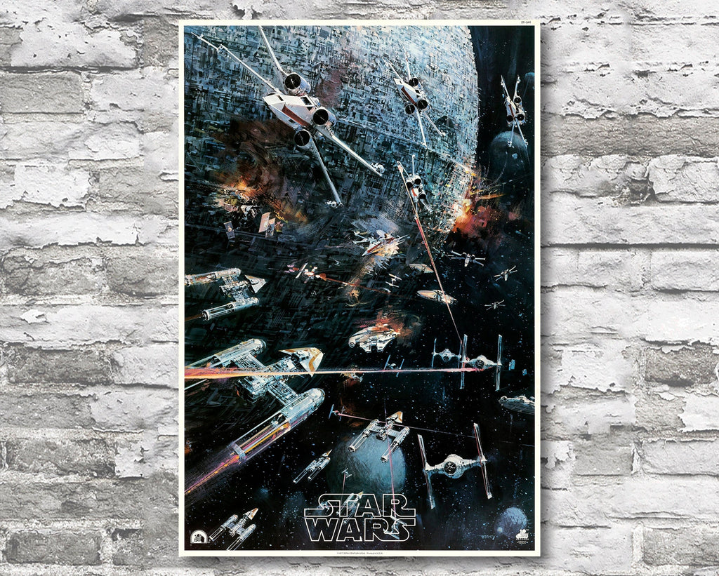 Star Wars Death Star Battle Vintage Poster Reprint - Science Fiction Home Decor in Poster Print or Canvas Art