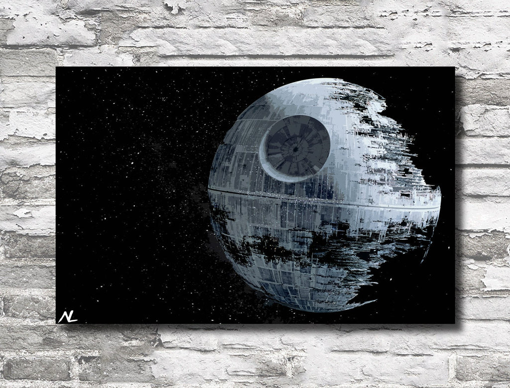 Death Star Pop Art Illustration - Star Wars Home Decor in Poster Print or Canvas Art