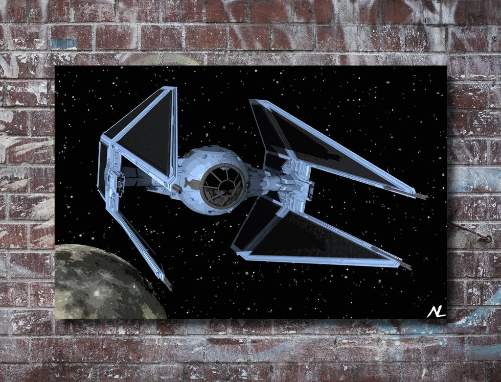 Tie Interceptor Spaceship Pop Art Illustration - Star Wars Home Decor in Poster Print or Canvas Art