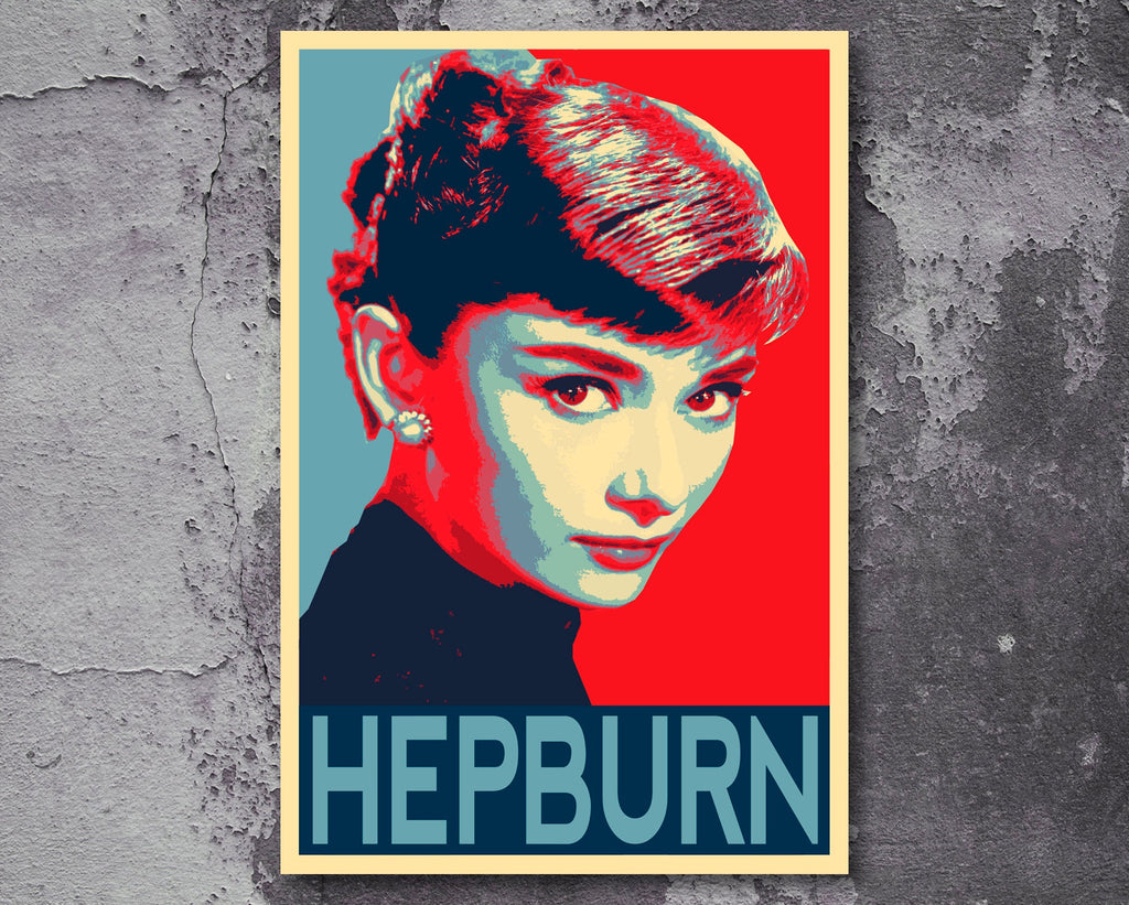 Audrey Hepburn Pop Art Illustration - Classic Hollywood Icon Home Decor in Poster Print or Canvas Art