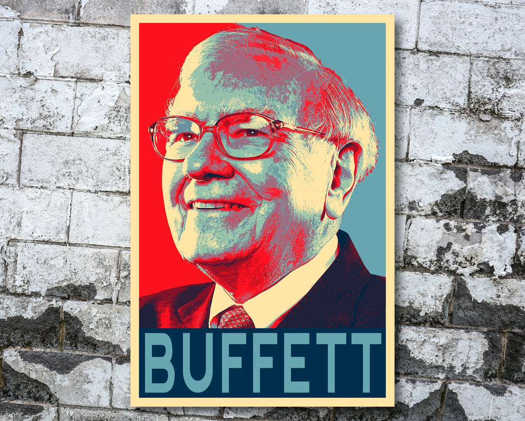 Warren Buffett Pop Art Illustration - Wall Street Stock Market Business Home Decor in Poster Print or Canvas Art