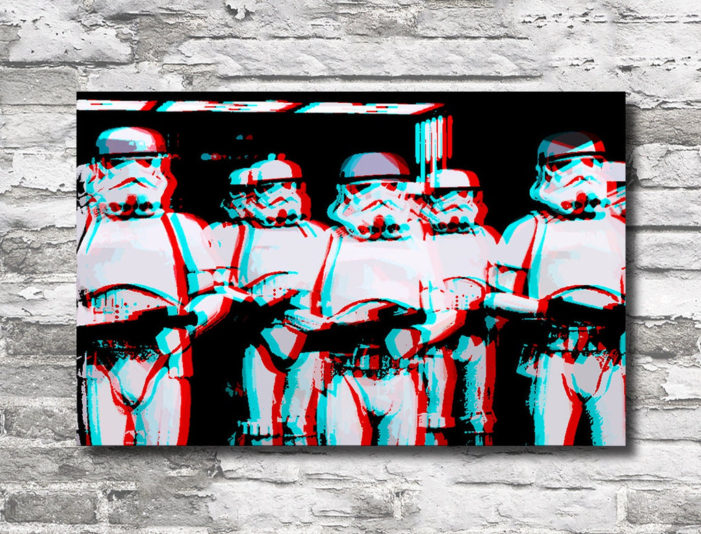 Retro 3D Pixel Stormtroopers Pop Art Illustration - Star Wars Home Decor in Poster Print or Canvas Art