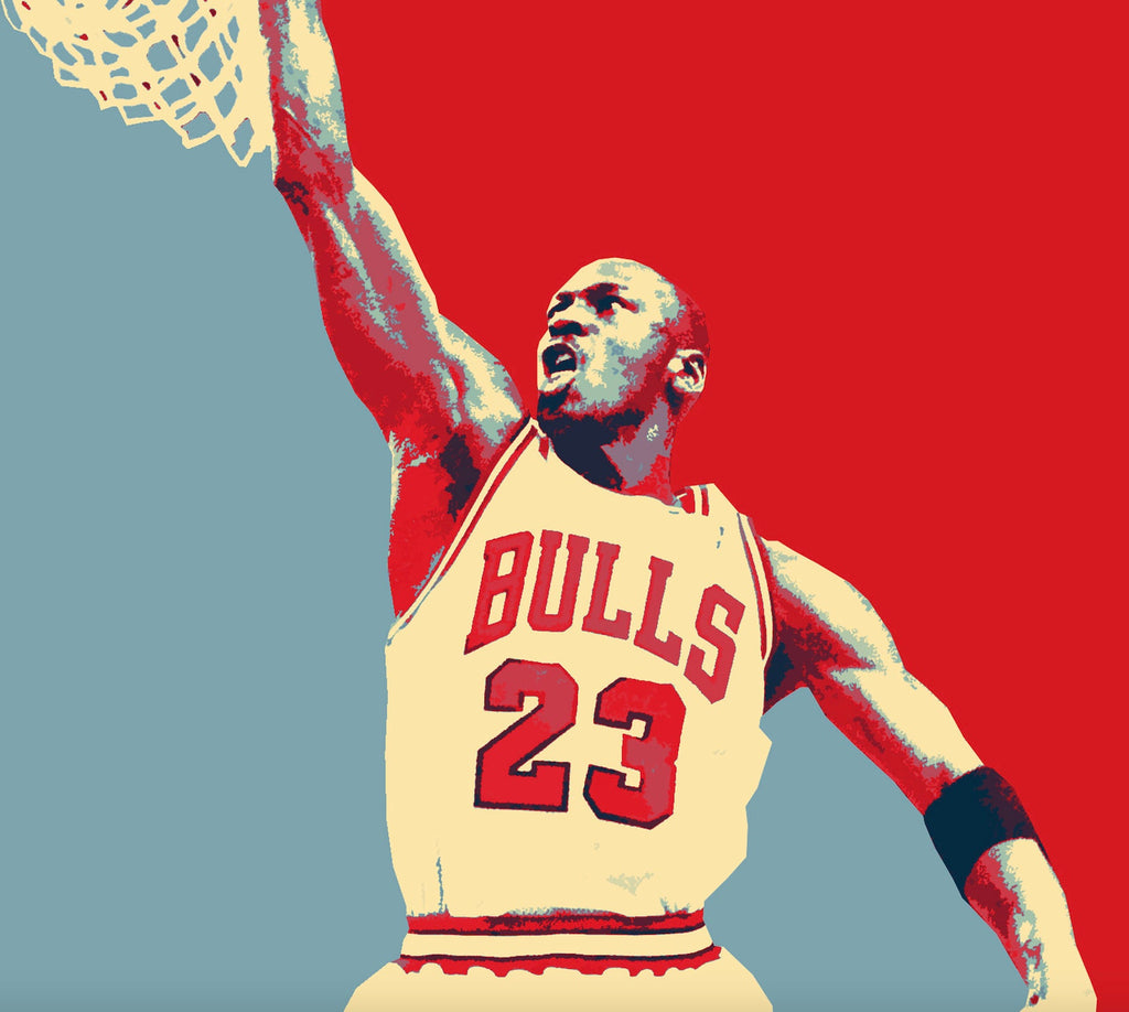 Michael Jordan Basketball Pop Art Illustration - Sports Icon Home Decor in Poster Print or Canvas Art