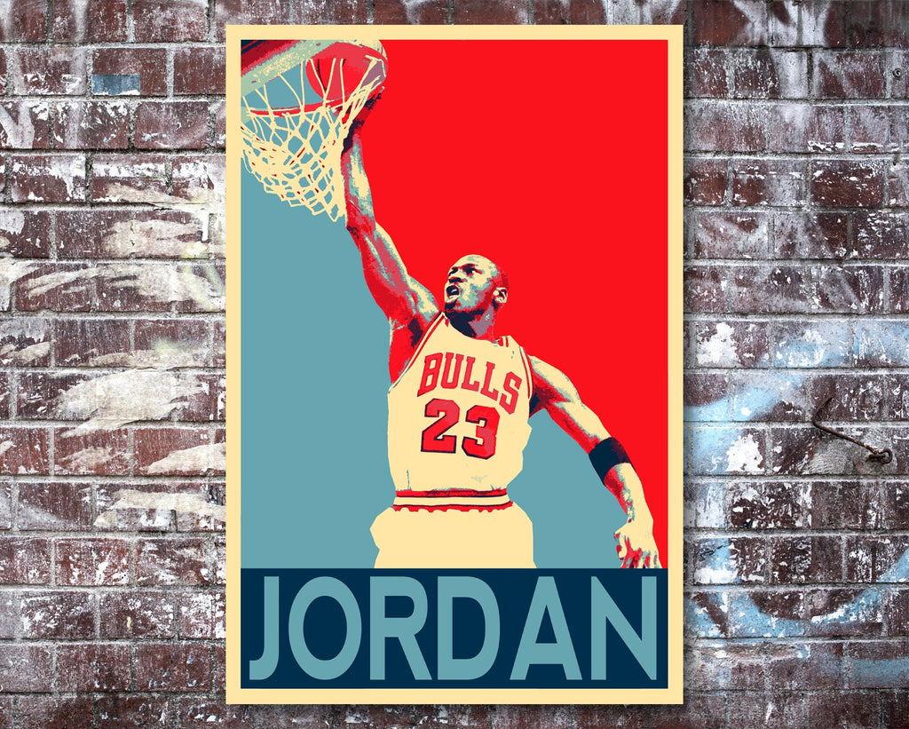 Michael Jordan Basketball Pop Art Illustration - Sports Icon Home Decor in Poster Print or Canvas Art