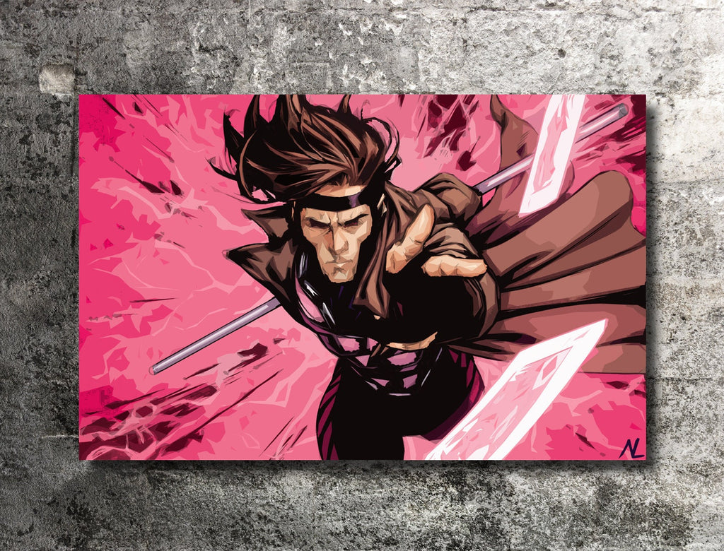Gambit Pop Art Illustration - Marvel X-men Superhero Home Decor in Poster Print or Canvas Art
