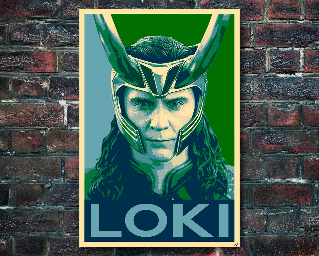 Loki Pop Art Illustration - Marvel Avengers Superhero Home Decor in Poster Print or Canvas Art