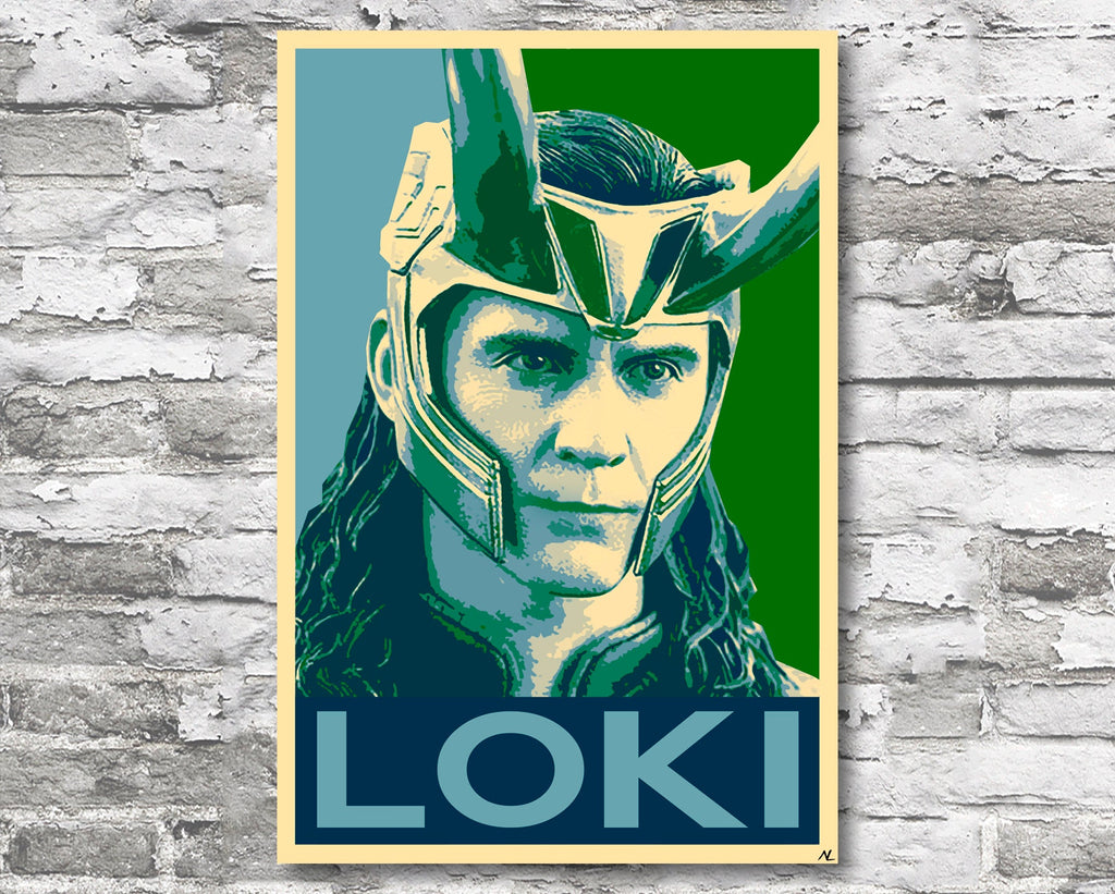 Loki Pop Art Illustration - Marvel Avengers Superhero Home Decor in Poster Print or Canvas Art