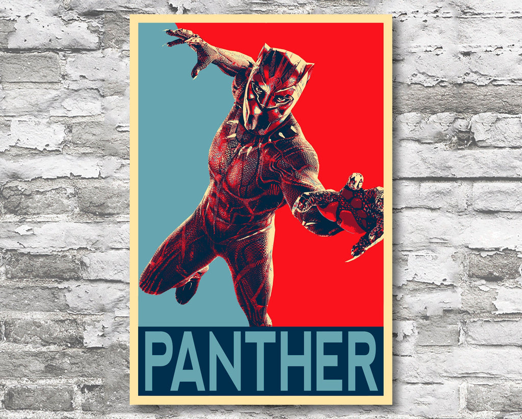 Black Panther Pop Art Illustration - Marvel Avengers Superhero Home Decor in Poster Print or Canvas Art