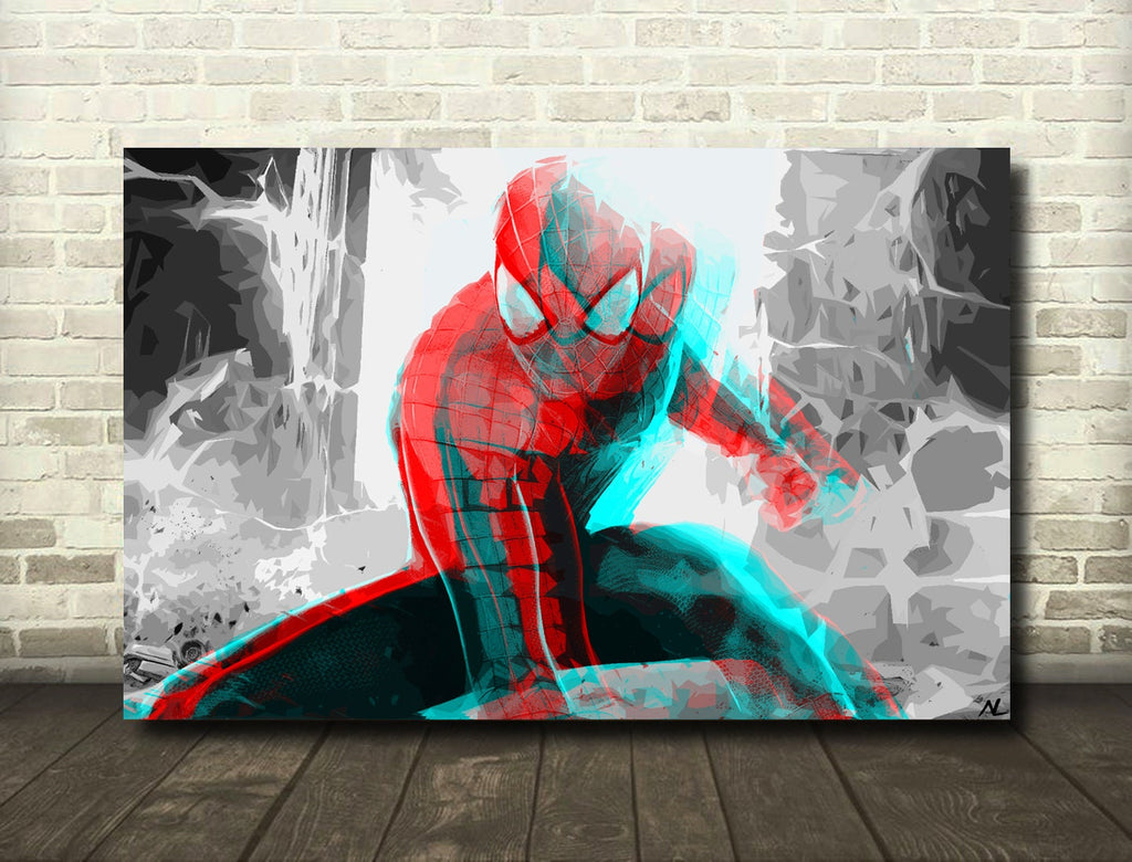 Retro 3D Spider-Man Pop Art Illustration - Marvel Avengers Superhero Home Decor in Poster Print or Canvas Art
