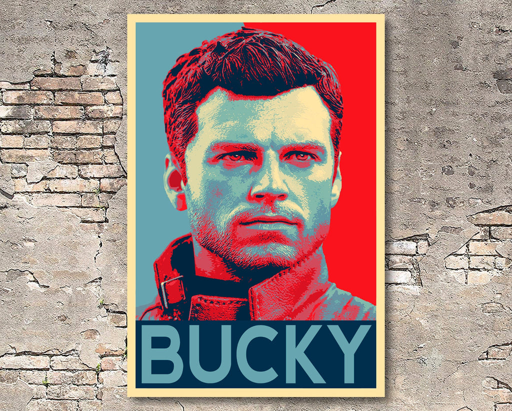 Bucky Barnes Pop Art Illustration - Marvel Superhero Home Decor in Poster Print or Canvas Art