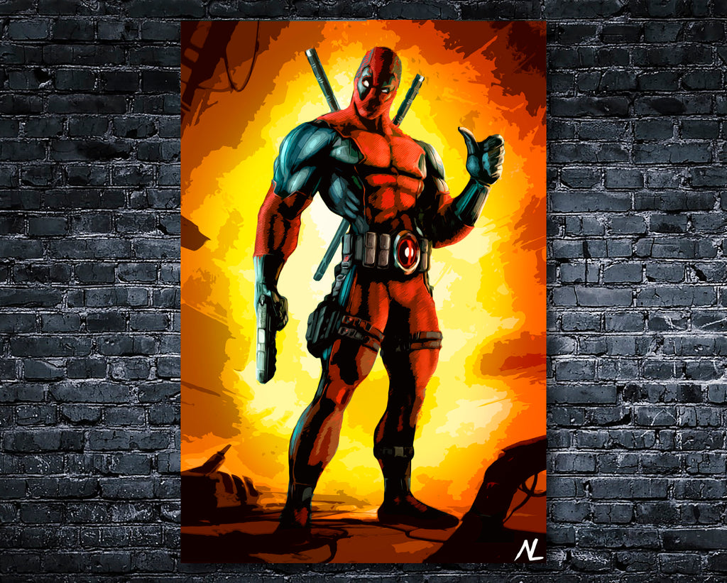 Deadpool Pop Art Illustration - Marvel Superhero Home Decor in Poster Print or Canvas Art