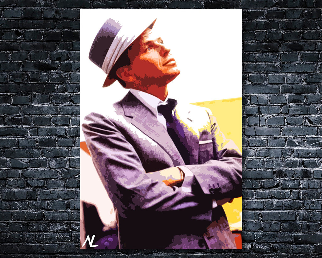 Frank Sinatra Pop Art Illustration - Rat Pack Classic Hollywood Music Home Decor in Poster Print or Canvas Art