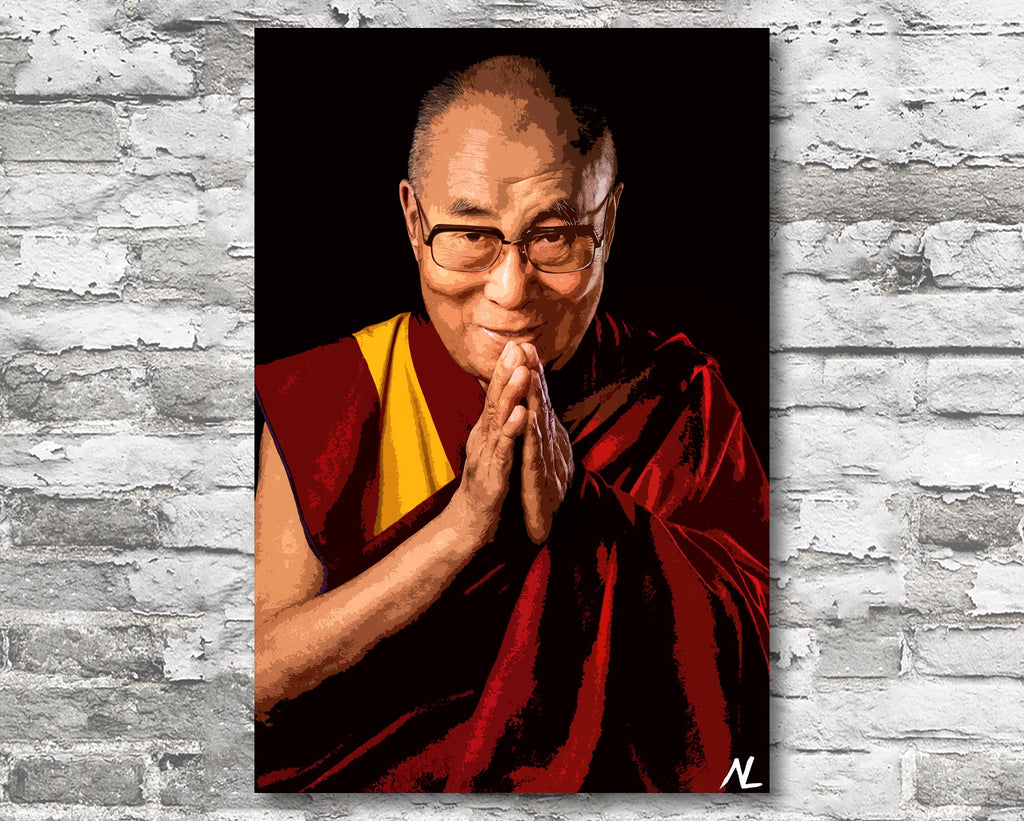 His Holiness the 14th Dalai Lama Pop Art Illustration - Tibetan Buddhism Home Decor in Poster Print or Canvas Art