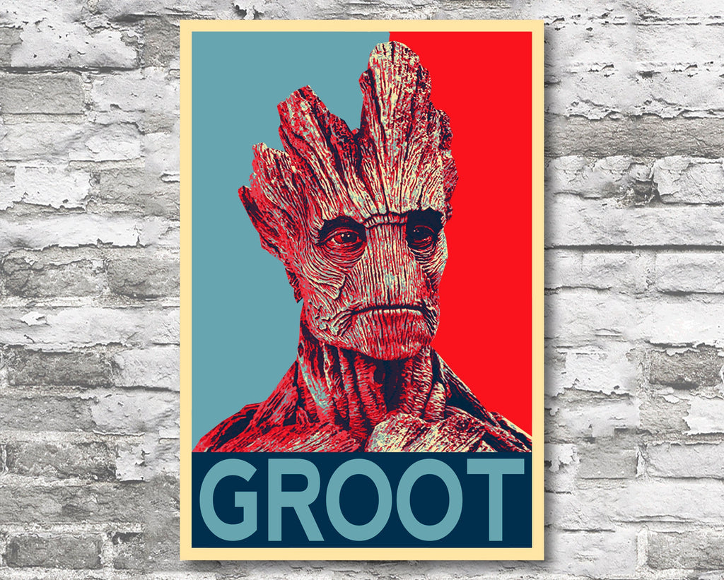 Groot Pop Art Illustration - Marvel Superhero Home Decor in Poster Print or Canvas Art