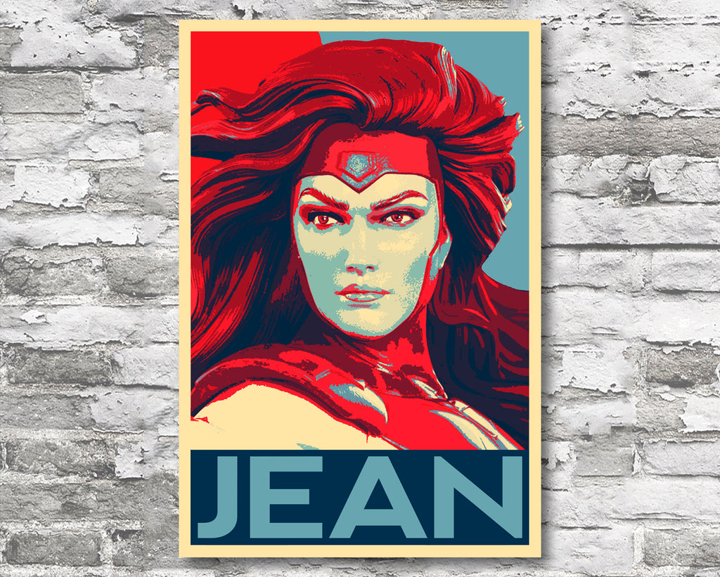 Jean Grey Pop Art Illustration - Marvel X-men Superhero Home Decor in Poster Print or Canvas Art