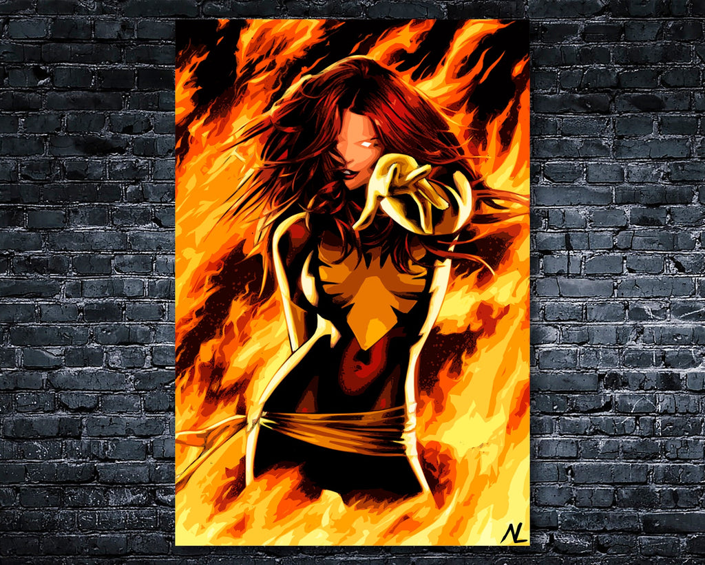 Dark Phoenix Pop Art Illustration - Marvel X-men Superhero Home Decor in Poster Print or Canvas Art