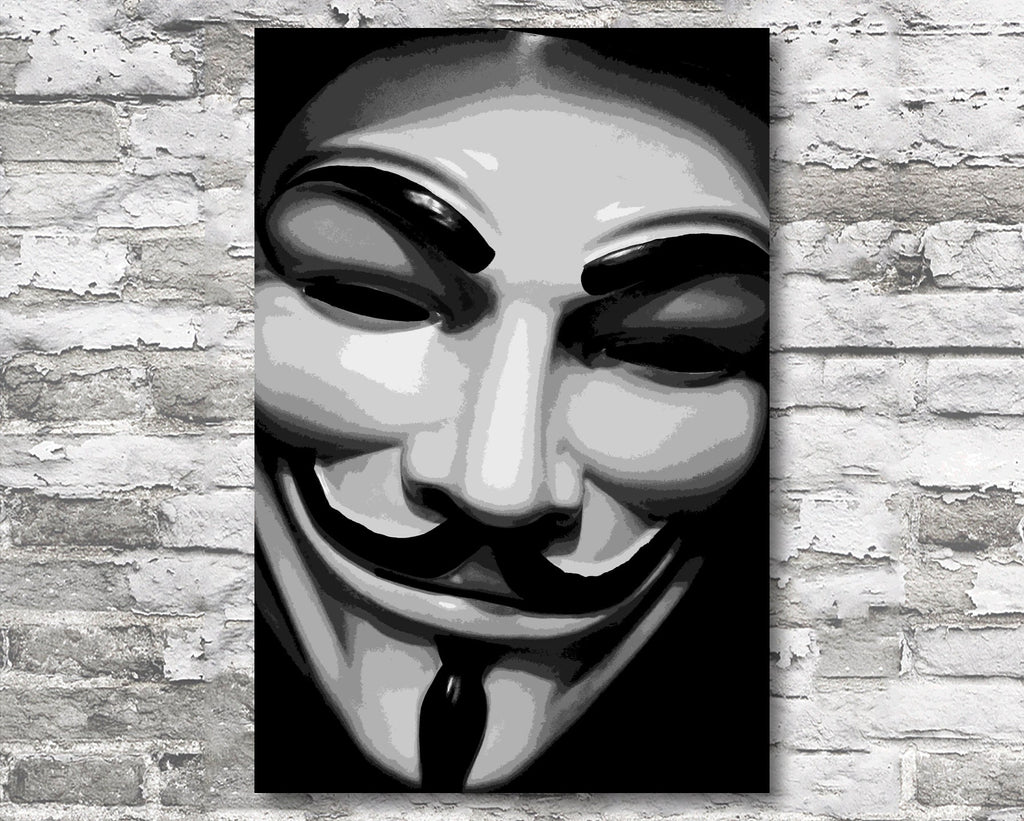 V for Vendetta Mask Pop Art Illustration - Revolution Superhero Comic Book Home Decor in Poster Print or Canvas Art