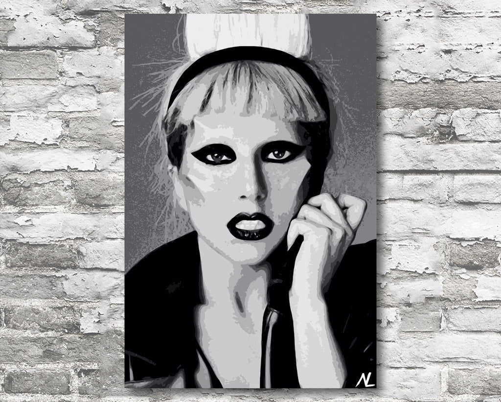 Lady Gaga Pop Art Illustration - Pop Music Home Decor in Poster Print or Canvas Art