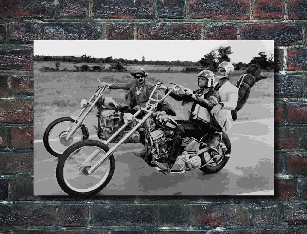 Easy Rider Pop Art Illustration - Motorcycle Movie Home Decor in Poster Print or Canvas Art