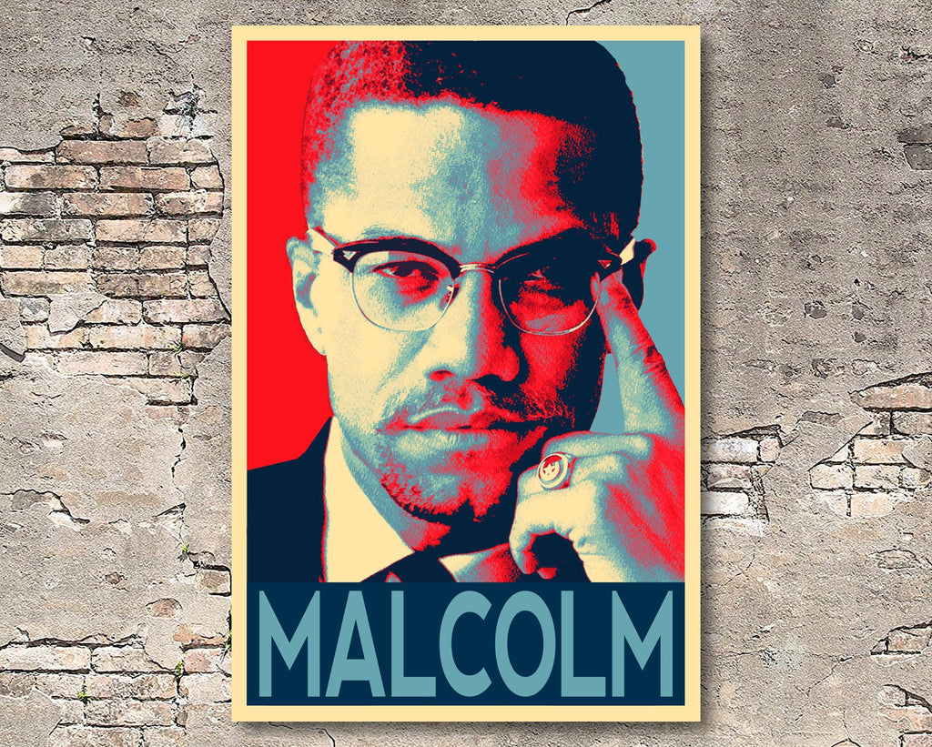 Malcolm X Pop Art Illustration - Civil Rights Icon Home Decor in Poster Print or Canvas Art