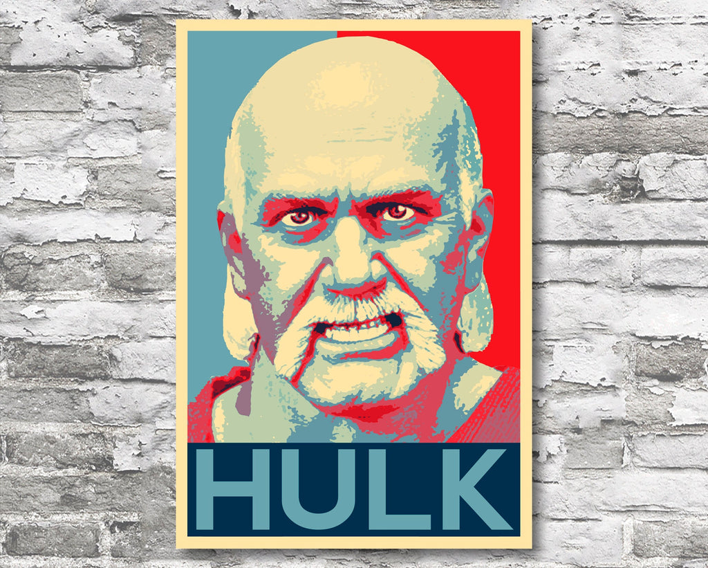 Hulk Hogan Pop Art Illustration - Wrestler Home Decor in Poster Print or Canvas Art