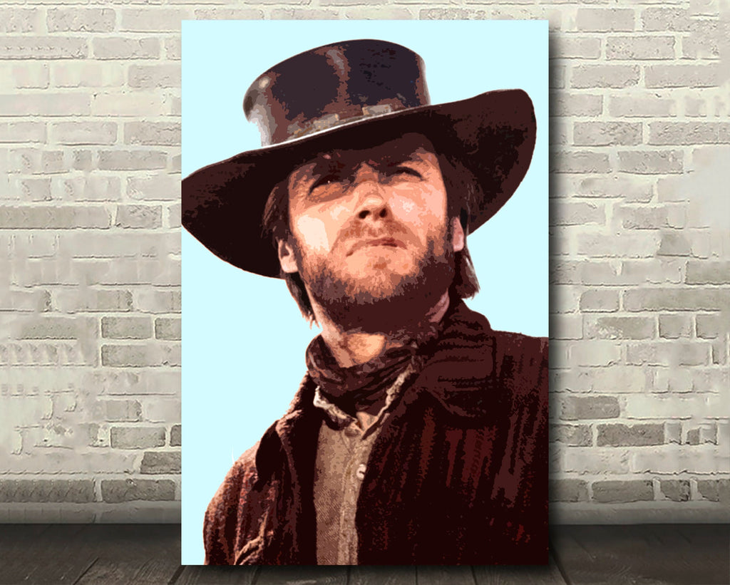 Clint Eastwood Pop Art Illustration - Cowboy Western Home Decor in Poster Print or Canvas Art