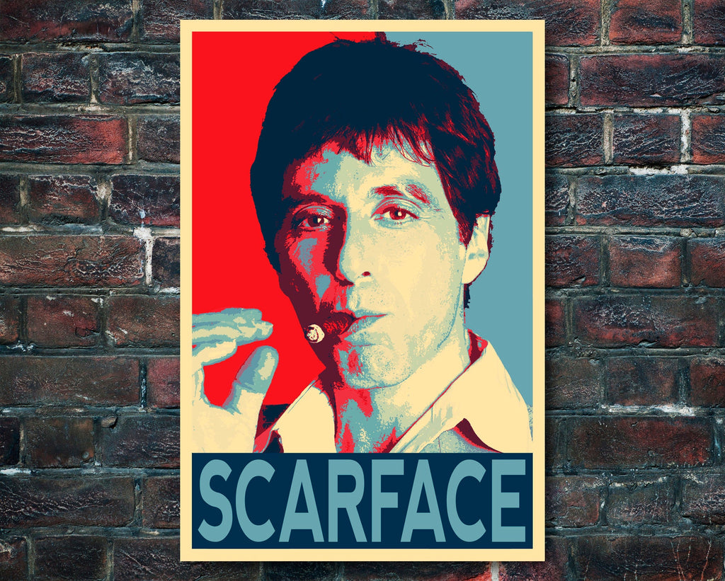 Scarface Tony Montana Pop Art Illustration - Gangster Movie Home Decor in Poster Print or Canvas Art