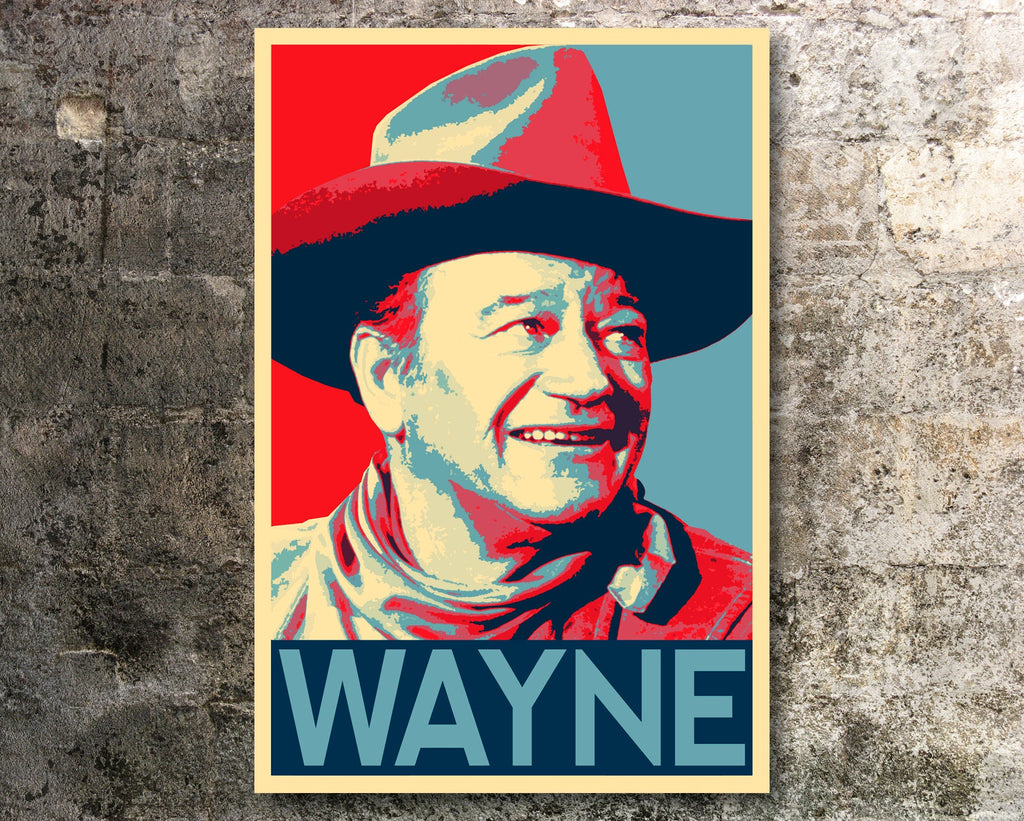 John Wayne Pop Art Illustration - Cowboy Western Home Decor in Poster Print or Canvas Art
