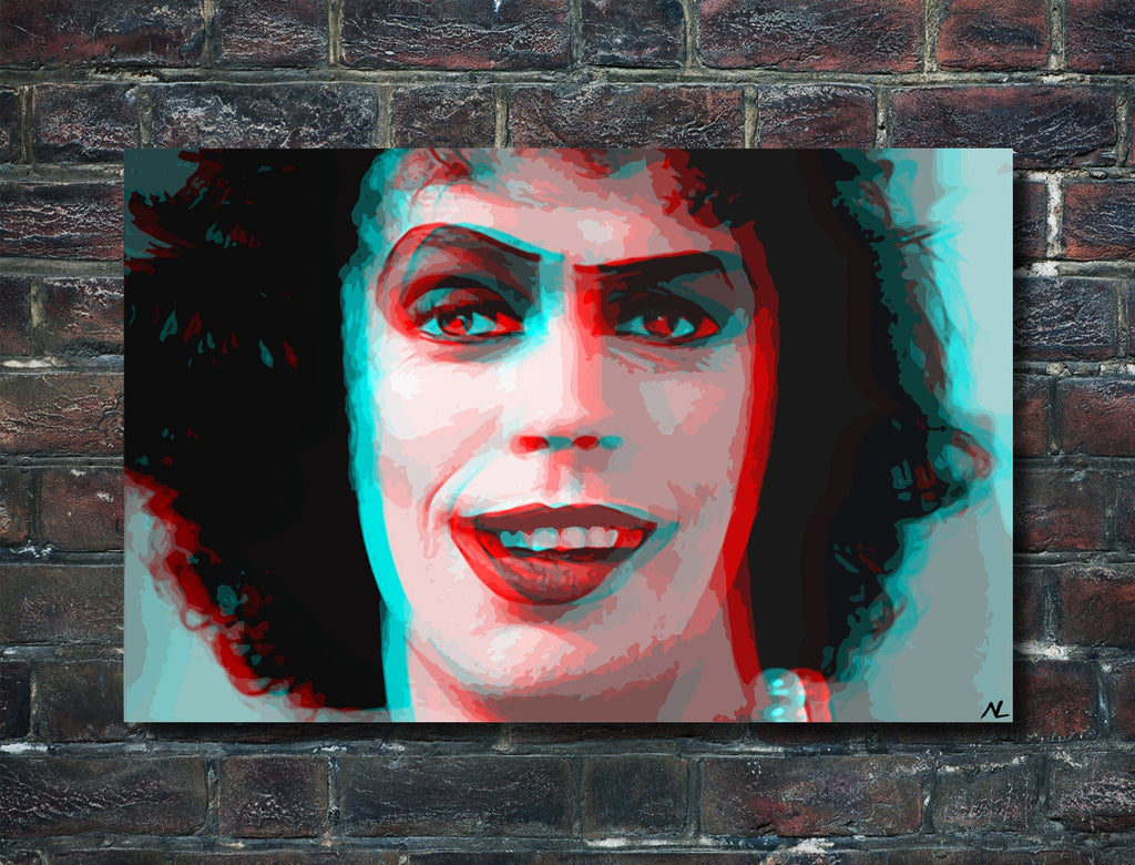 Retro 3D Rocky Horror Picture Show Pop Art Illustration - Tim Curry Cult Movie Home Decor in Poster Print or Canvas Art