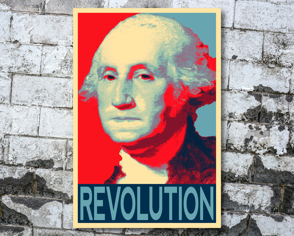 United States President George Washington Pop Art Illustration - American History Home Decor in Poster Print or Canvas Art