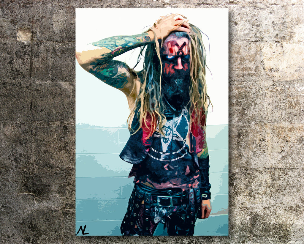 Rob Zombie Pop Art Illustration - Heavy Metal Rock and Roll Music Icon Home Decor in Poster Print or Canvas Art