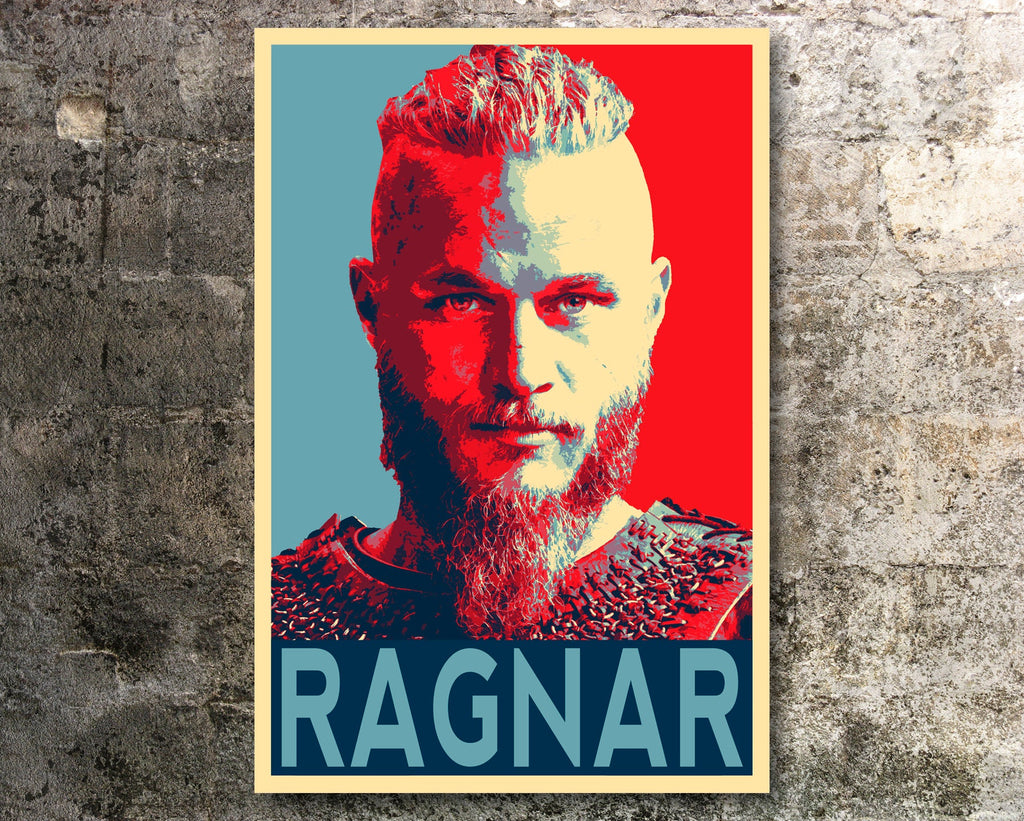 Ragnar Lothbrok Pop Art Illustration - Vikings Norse Television Home Decor in Poster Print or Canvas Art