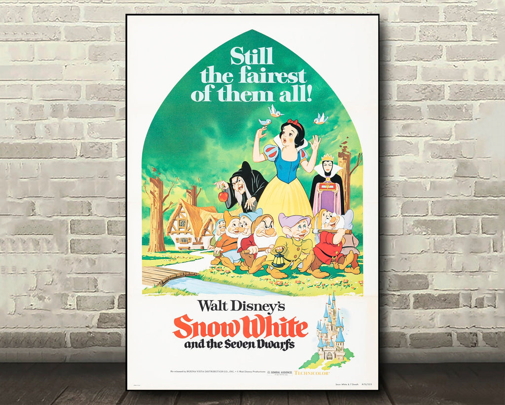 Snow White and the Seven Dwarfs 1937 Vintage Poster Reprint - Disney Cartoon Home Decor in Poster Print or Canvas Art
