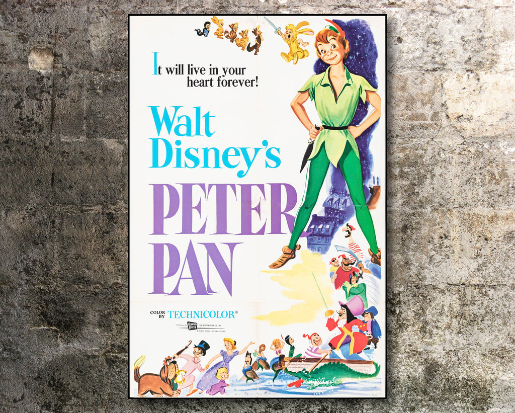Peter Pan 1953 Vintage Poster Reprint - Disney Cartoon Home Decor in Poster Print or Canvas Art
