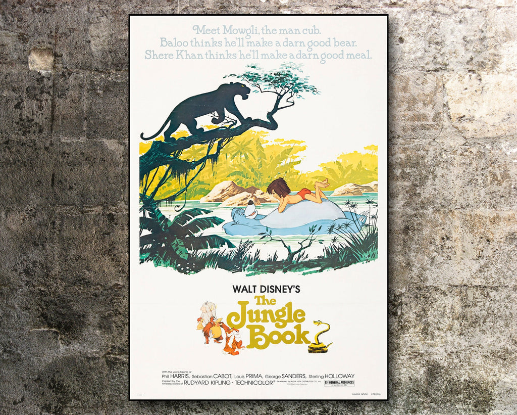 The Jungle Book 1967 Vintage Poster Reprint - Disney Cartoon Home Decor in Poster Print or Canvas Art