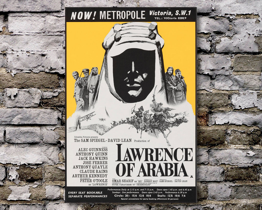 Lawrence of Arabia 1962 Vintage Poster Reprint - Classic Hollywood Movie Home Decor in Poster Print or Canvas Art