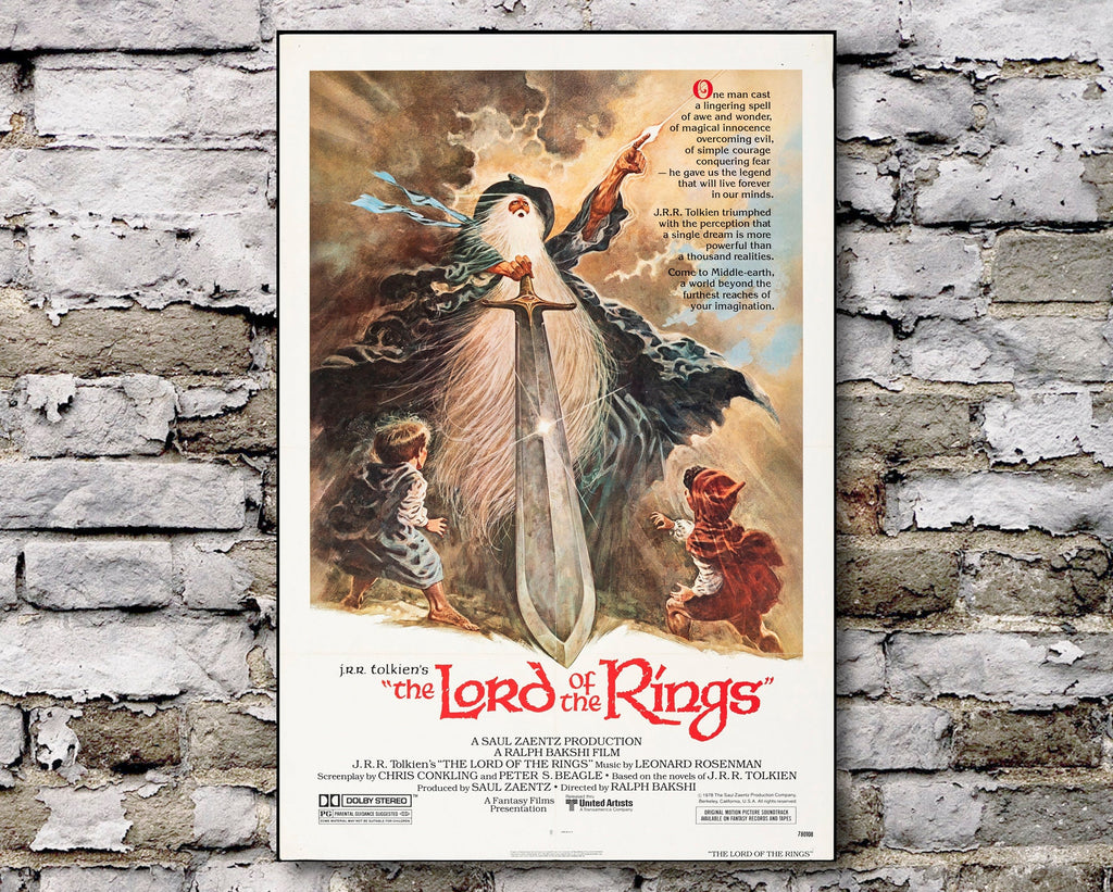 Lord of the Rings 1978 Vintage Poster Reprint - Fantasy Cartoon Movie Home Decor in Poster Print or Canvas Art