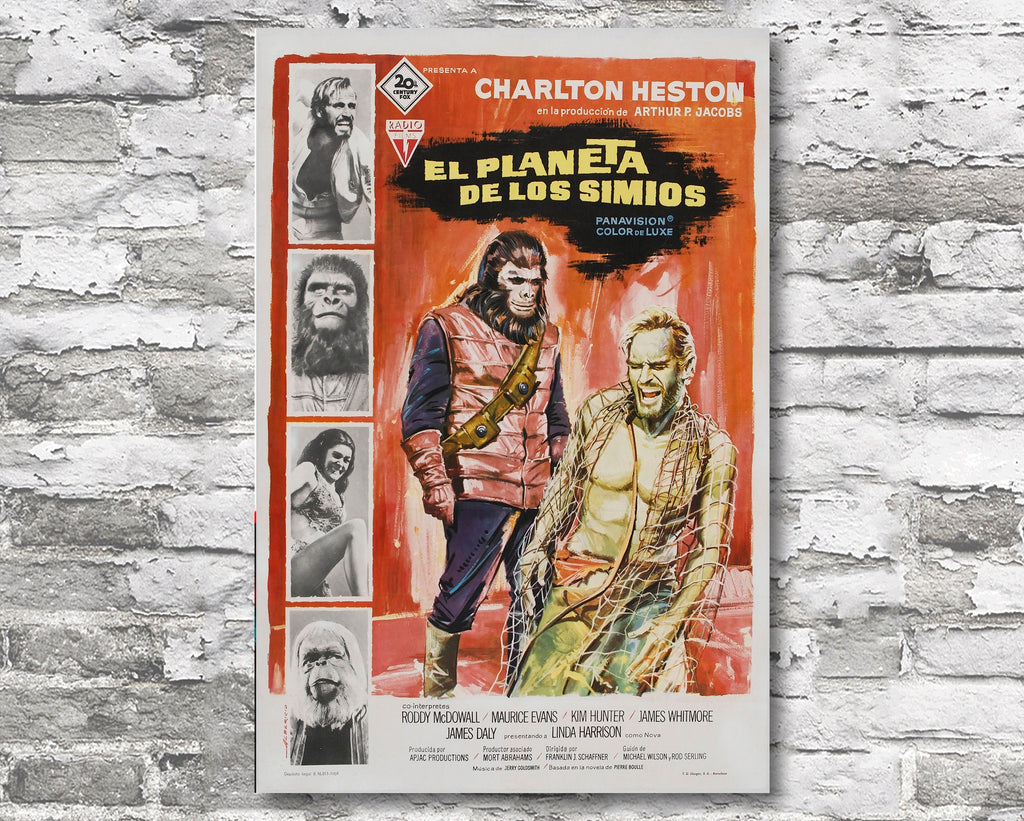 Planet of the Apes 1968 Vintage Spanish Poster Reprint - Retro Science Fiction Movie Home Decor in Poster Print or Canvas Art